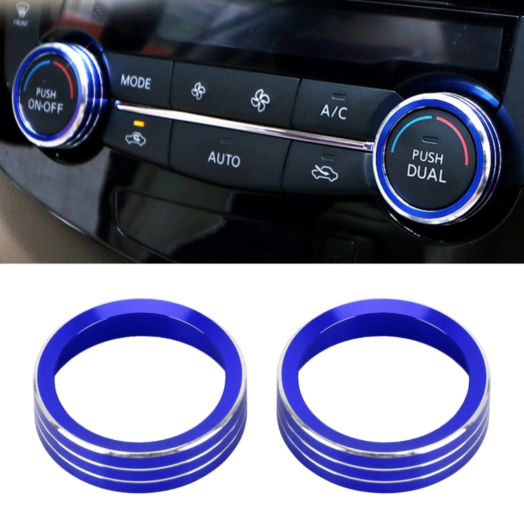 2 PCS Car Metal Air Conditioner Knob Case for Nissan X-TRAIL (Blue) - Decoration Rings by PMC TechLife | Online Shopping South Africa | PMC TechLife | Buy Now Pay Later Mobicred