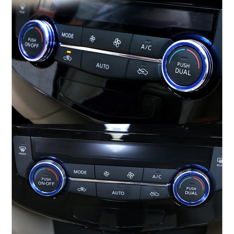 2 PCS Car Metal Air Conditioner Knob Case for Nissan X-TRAIL (Blue) - Decoration Rings by PMC TechLife | Online Shopping South Africa | PMC TechLife | Buy Now Pay Later Mobicred