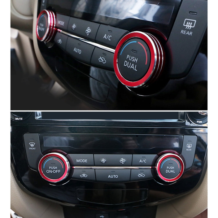 2 PCS Car Metal Air Conditioner Knob Case for Nissan X-TRAIL (Red) - Decoration Rings by PMC TechLife | Online Shopping South Africa | PMC TechLife | Buy Now Pay Later Mobicred