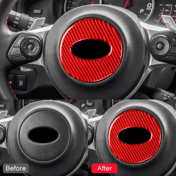 Car Carbon Fiber Steering Wheel Decorative Sticker for Subaru BRZ 2013-2017, Left and Right Drive Universal (Red)