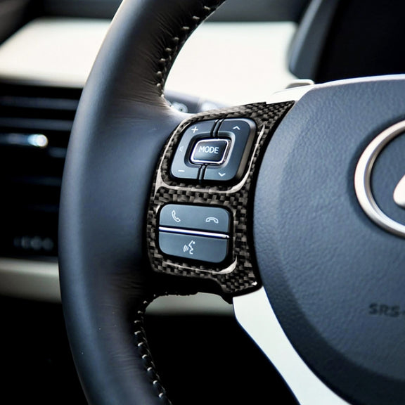 Car Carbon Fiber Steering Wheel Button Decorative Sticker for Lexus IS250 NX200 200t 300h 13-, Left Drive