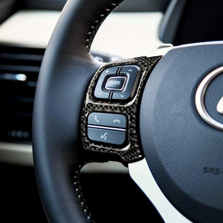 Car Carbon Fiber Steering Wheel Button Decorative Sticker for Lexus IS250 NX200 200t 300h 13-, Left Drive