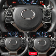 Car Carbon Fiber Steering Wheel Button Decorative Sticker for Lexus IS250 NX200 200t 300h 13-, Left Drive B Style
