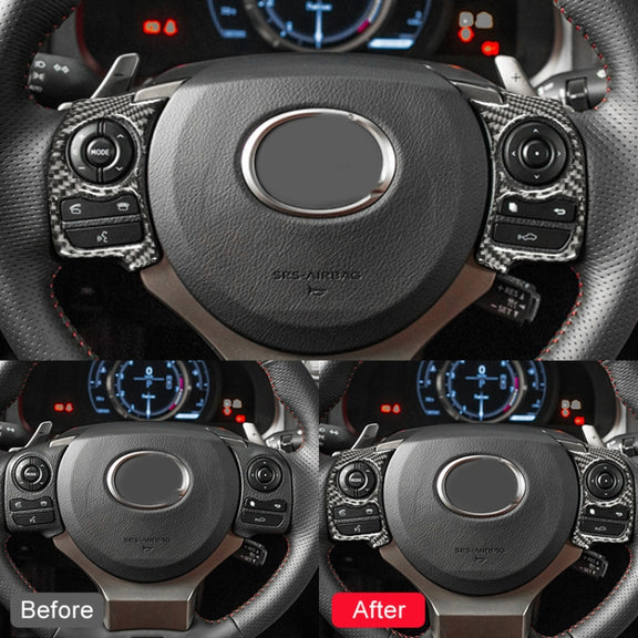 Car Carbon Fiber Steering Wheel Button Decorative Sticker for Lexus IS250 NX200 200t 300h 13-, Left Drive B Style