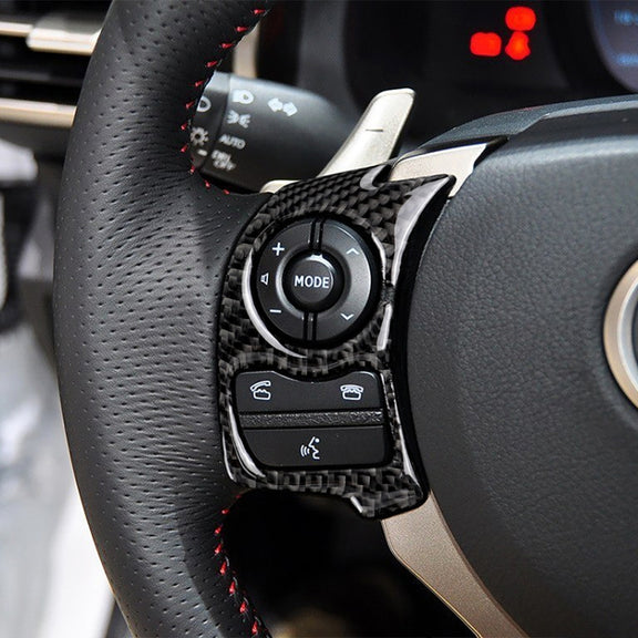 Car Carbon Fiber Steering Wheel Button Decorative Sticker for Lexus IS250 NX200 200t 300h 13-, Left Drive B Style