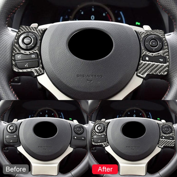 Car Carbon Fiber Steering Wheel Button Decorative Sticker for Lexus IS250 NX200 200t 300h 13-, Left Drive C Style