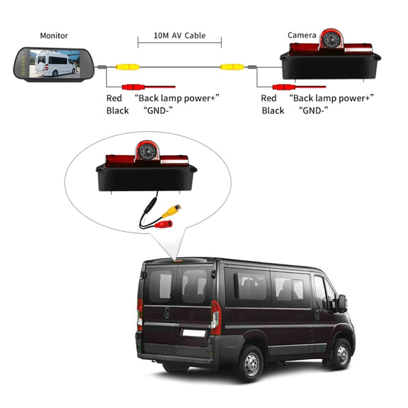 PZ467 Car Water-resistant 170 Degree Brake Light View Camera + 7 inch Rearview Monitor for Chevrolet