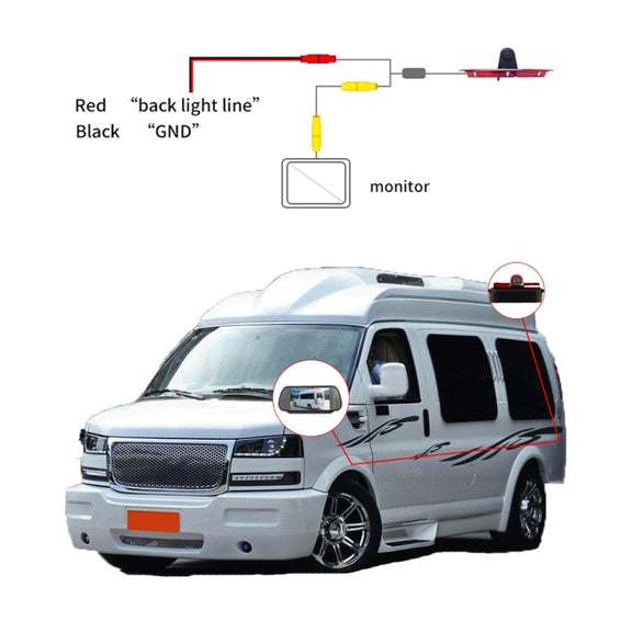 PZ467 Car Water-resistant 170 Degree Brake Light View Camera + 7 inch Rearview Monitor for Chevrolet