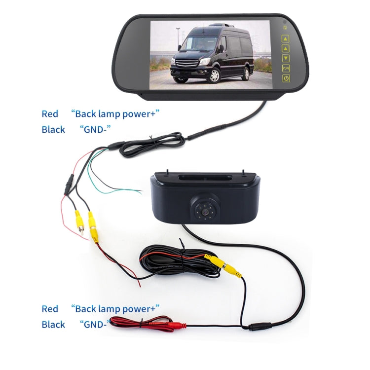 PZ469 Car Water-resistant 170 Degree Brake Light View Camera + 7 inch Rearview Monitor for Nissan N200 2010-2017