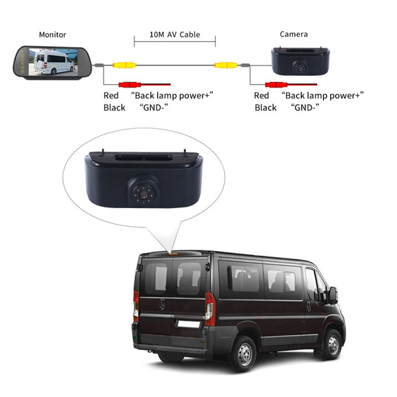 PZ469 Car Water-resistant 170 Degree Brake Light View Camera + 7 inch Rearview Monitor for Nissan N200 2010-2017