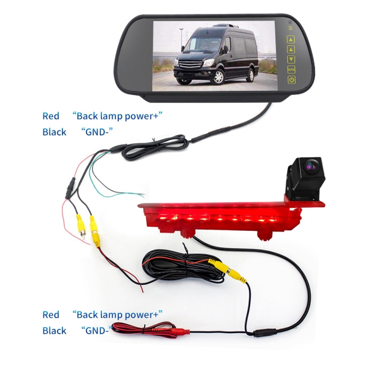 PZ470 Car Waterproof 170 Degree Brake Light View Camera + 7 inch Rearview Monitor for Volkswagen T5 / T6 2010-2017 - Rear View Cameras by PMC TechLife | Online Shopping South Africa | PMC TechLife | Buy Now Pay Later Mobicred