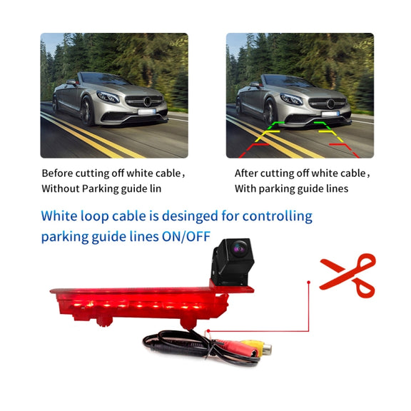 PZ470 Car Water-resistant 170 Degree Brake Light View Camera + 7 inch Rearview Monitor for Volkswagen T5 / T6 2010-2017
