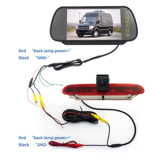 PZ472 Car Water-resistant 170 Degree Brake Light View Camera + 7 inch Rearview Monitor for Fiat / Opel