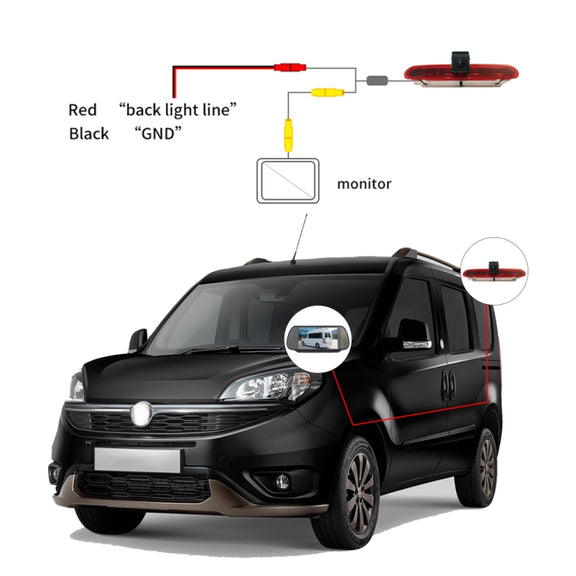 PZ472 Car Water-resistant 170 Degree Brake Light View Camera + 7 inch Rearview Monitor for Fiat / Opel