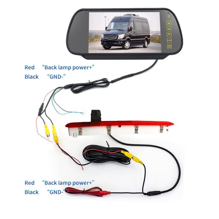 PZ473 Car Water-resistant 170 Degree Brake Light View Camera + 7 inch Rearview Monitor for Volkswagen T6 Single Door