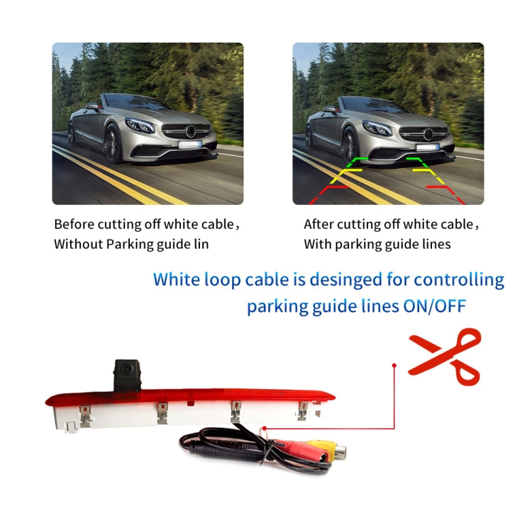PZ473 Car Water-resistant 170 Degree Brake Light View Camera + 7 inch Rearview Monitor for Volkswagen T6 Single Door