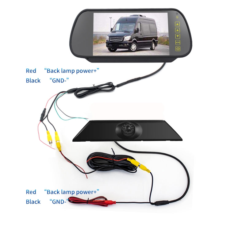 PZ474 Car Water-resistant 170 Degree Brake Light View Camera + 7 inch Rearview Monitor for Iveco Daily 4 Gen