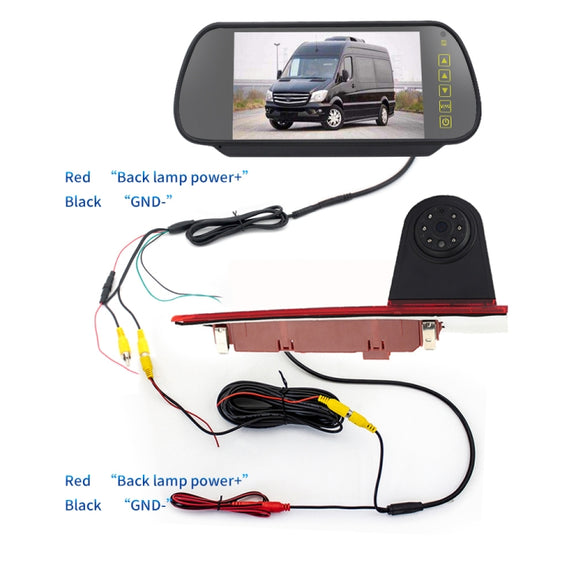 PZ477 Car Water-resistant 170 Degree Brake Light View Camera + 7 inch Rearview Monitor for Ford Transit Custom
