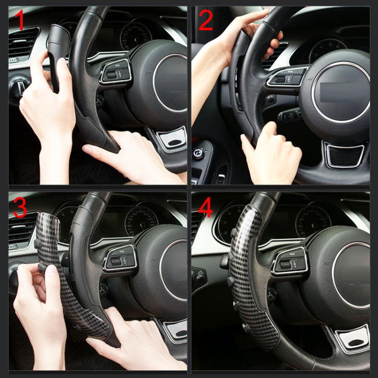 Car Steering Wheel Booster Wheel Spinner Knob Cover (Carbon Fiber Black)