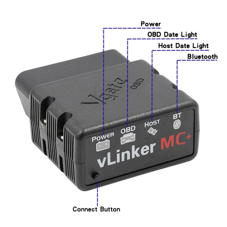 Vgate VLINKER MC+ V2.2 Bluetooth 4.0 Car OBD Fault Diagnosis Detector - free shipping - PMC Jewellery - Order now!