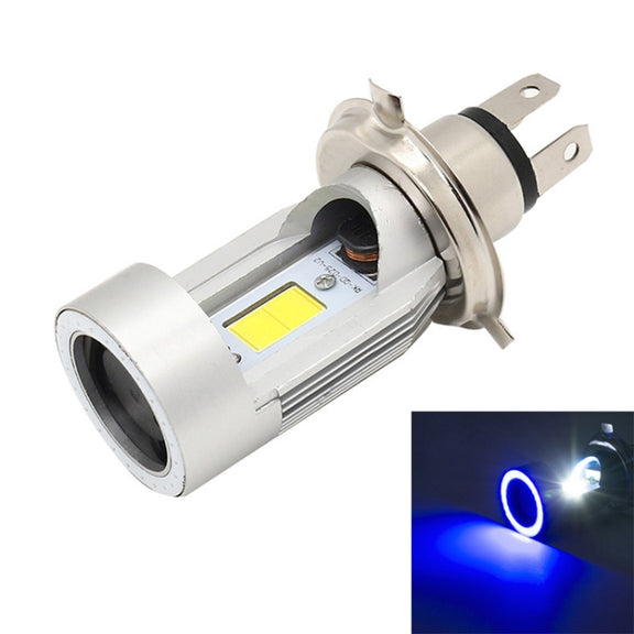 H4 DC12-80V / 20W / 6000K / 2000LM Motorcycle Headlight with Angel Eyes (Blue)