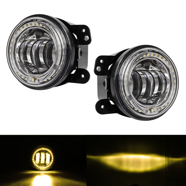 2 PCS DC12V-30V / 30W / 3A / 1440LM 12LEDs  4 inch Car LED Colorful Fog Light, Style: White Background (Yellow Light) - Fog / Driving Lights by PMC TechLife | Online Shopping South Africa | PMC TechLife | Buy Now Pay Later Mobicred