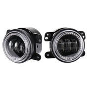 2 PCS DC12V-30V / 30W / 3A / 1440LM 12LEDs  4 inch Car LED Colorful Fog Light, Style: Black Background(Yellow Light)