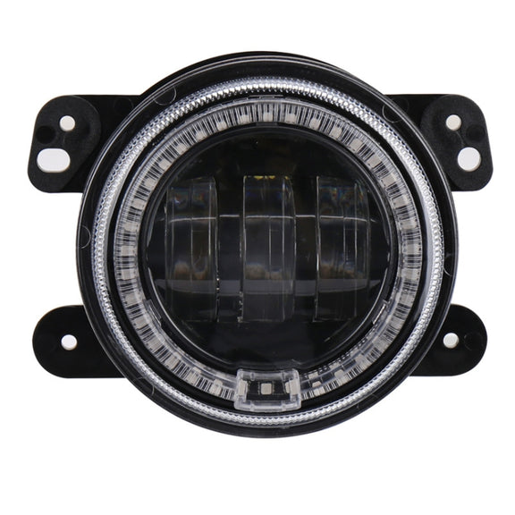 2 PCS DC12V-30V / 30W / 3A / 1440LM 12LEDs  4 inch Car LED Colorful Fog Light, Style: Black Background(Yellow Light)