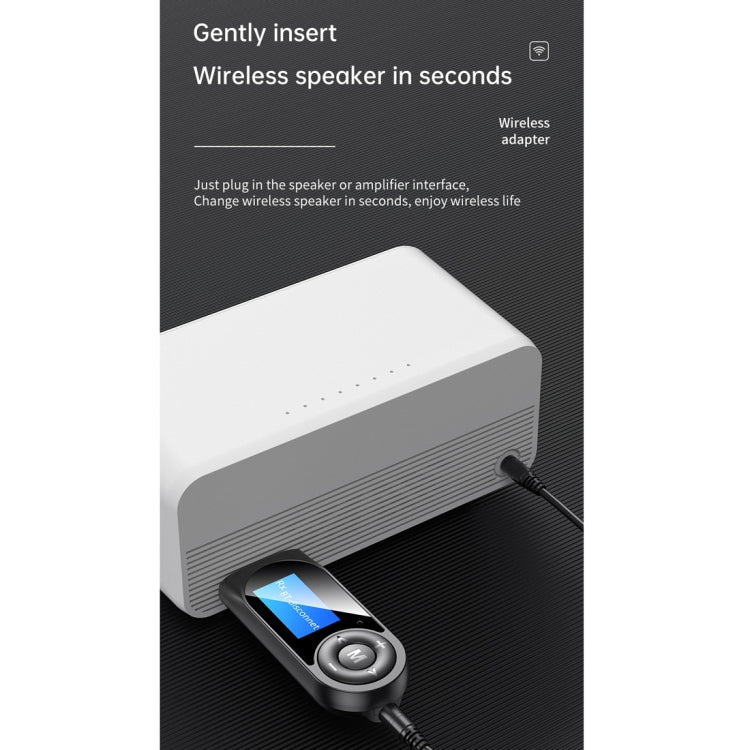 T-13 Bluetooth 5.0 LCD Digital Display Bluetooth Adapter Receiver Transmitter(Black)