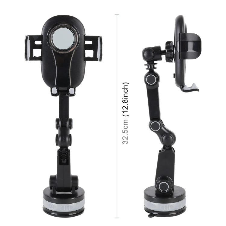 ZP-X0466 Car 360 Degree Rotating Telescopic Folding Round Suction Cup Mobile Phone Holder(Grey)