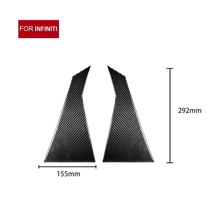 2 PCS Car Carbon Fiber Rear A Pillar Decorative Sticker for Infiniti FX 2009-2013/QX70 2014-, Left and Right Drive Universal - Decorative Strip by PMC TechLife | Online Shopping South Africa | PMC TechLife | Buy Now Pay Later Mobicred