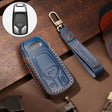 Hallmo Car Cowhide Leather Key Protective Cover Key Case for Audi A6L / A8L / A4 / A7 / A5 A Style(Blue) - Car Key Cases by PMC TechLife | Online Shopping South Africa | PMC TechLife
