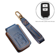 Hallmo Car Cowhide Leather Key Protective Cover Key Case for Honda Civic / Accord 2-button(Black)