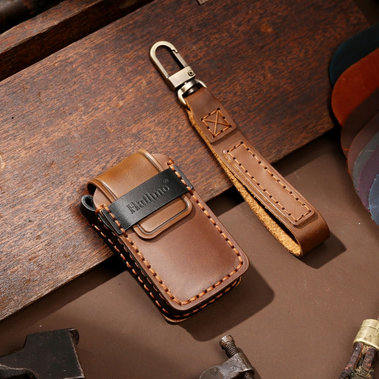 Hallmo Car Cowhide Leather Key Protective Cover Key Case for Honda 3-button Tail Box(Brown) - Car Key Cases by Hallmo | Online Shopping South Africa | PMC TechLife | Buy Now Pay Later Mobicred