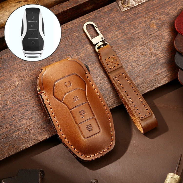 Hallmo Car Cowhide Leather Key Protective Cover Key Case for BYD(Brown) - free shipping - PMC TechLife - Order now!