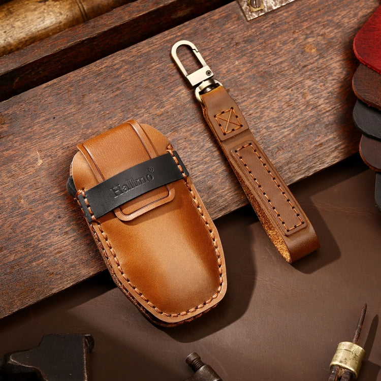 Hallmo Car Cowhide Leather Key Protective Cover Key Case for BYD(Brown) - free shipping - PMC TechLife - Order now!