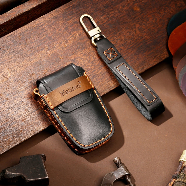 Hallmo Car Cowhide Leather Key Protective Cover Key Case for Toyota Corolla 2017 3-button(Black) - Car Key Cases by Hallmo | Online Shopping South Africa | PMC TechLife | Buy Now Pay Later Mobicred