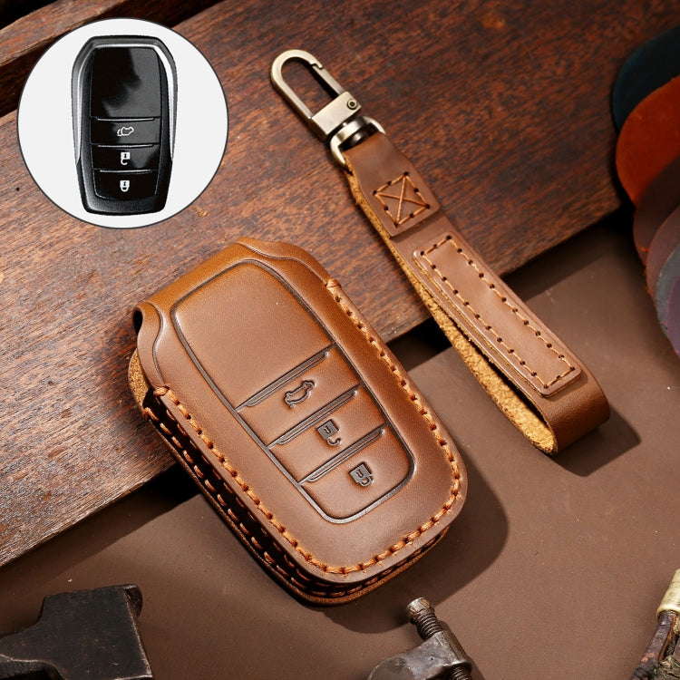 Hallmo Car Cowhide Leather Key Protective Cover Key Case for Toyota Corolla 2017 3-button(Brown) - free shipping - PMC Jewellery - Order now!