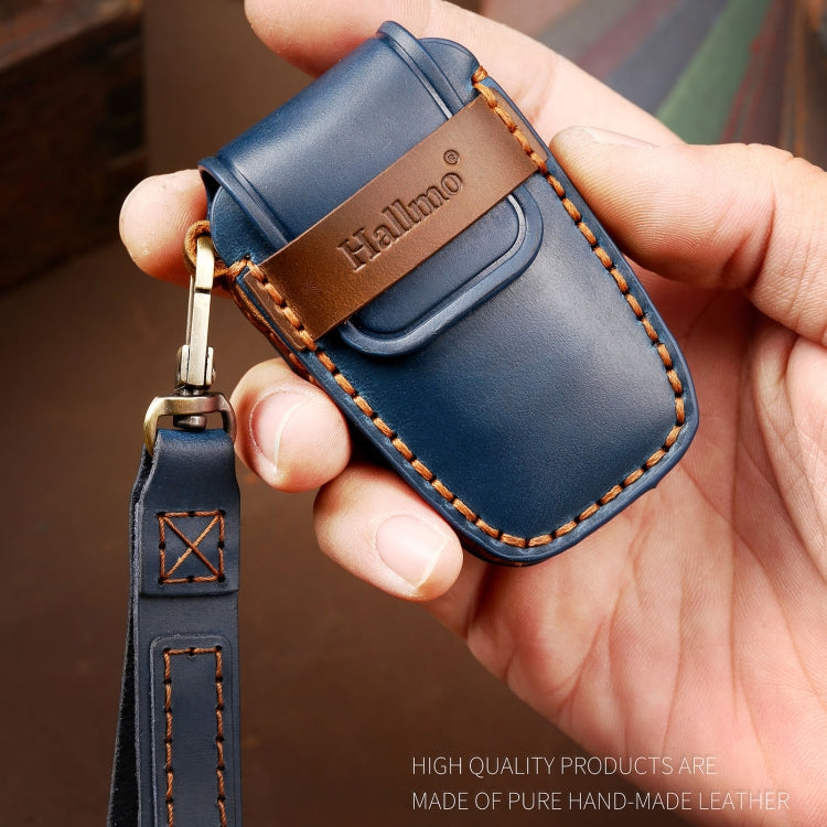 Hallmo Car Cowhide Leather Key Protective Cover Key Case for Toyota Corolla 2018 2-button(Blue) - Car Key Cases by Hallmo | Online Shopping South Africa | PMC TechLife | Buy Now Pay Later Mobicred