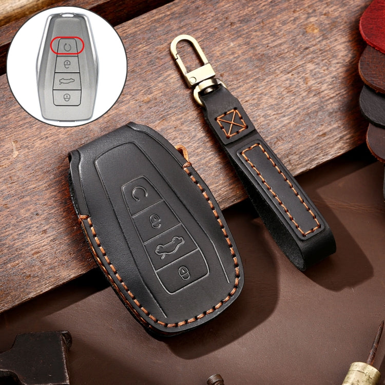 Hallmo Car Cowhide Leather Key Protective Cover Key Case for Geely Emgrand B Style(Black) - free shipping - PMC TechLife - Order now!