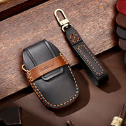 Hallmo Car Cowhide Leather Key Protective Cover Key Case for Geely Emgrand B Style(Black)