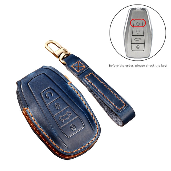 Hallmo Car Cowhide Leather Key Protective Cover Key Case for Geely Emgrand B Style(Black)
