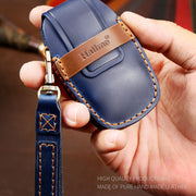 Hallmo Car Cowhide Leather Key Protective Cover Key Case for Geely Emgrand B Style(Black)