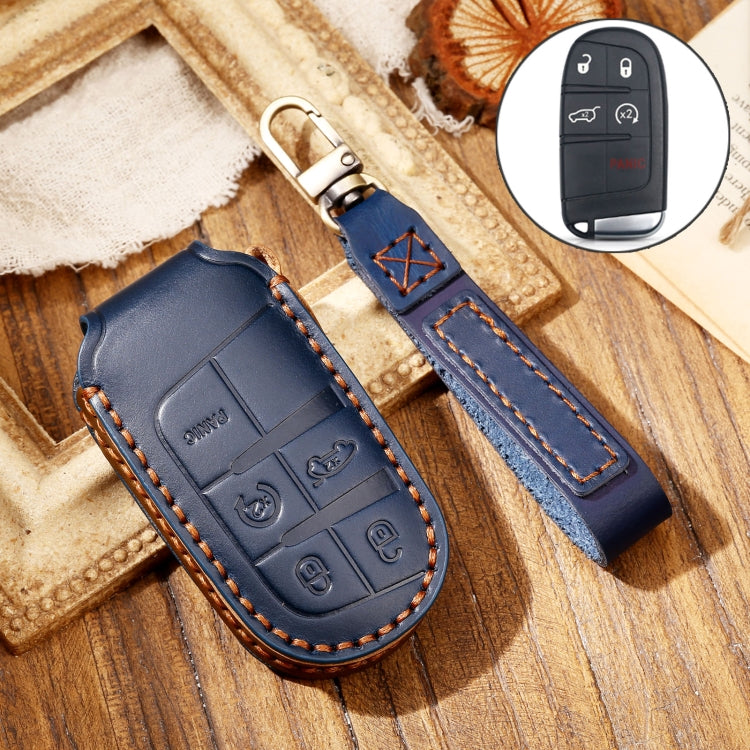 Hallmo Car Cowhide Leather Key Protective Cover Key Case for Jeep Compass(Blue) - free shipping - PMC TechLife - Order now!