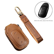 Hallmo Car Cowhide Leather Key Protective Cover Key Case for LEADING IDEAL One(Blue)