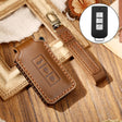 Hallmo Car Cowhide Leather Key Protective Cover Key Case for Mitsubishi Outlander(Brown) - Car Key Cases by Hallmo | Online Shopping South Africa | PMC TechLife | Buy Now Pay Later Mobicred