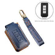 Hallmo Car Cowhide Leather Key Protective Cover Key Case for Mitsubishi Outlander(Brown)