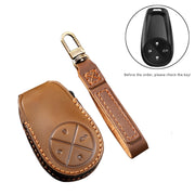 Hallmo Car Cowhide Leather Key Protective Cover Key Case for NIO ES6 / ES8(Black)