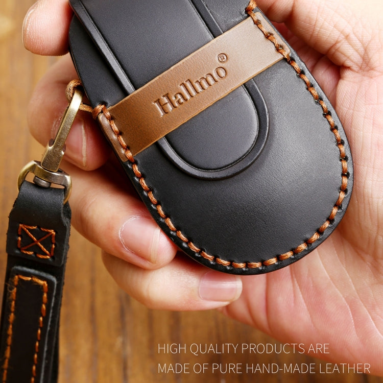 Hallmo Car Cowhide Leather Key Protective Cover Key Case for NIO ES6 / ES8(Black) - Car Key Cases by Hallmo | Online Shopping South Africa | PMC TechLife | Buy Now Pay Later Mobicred