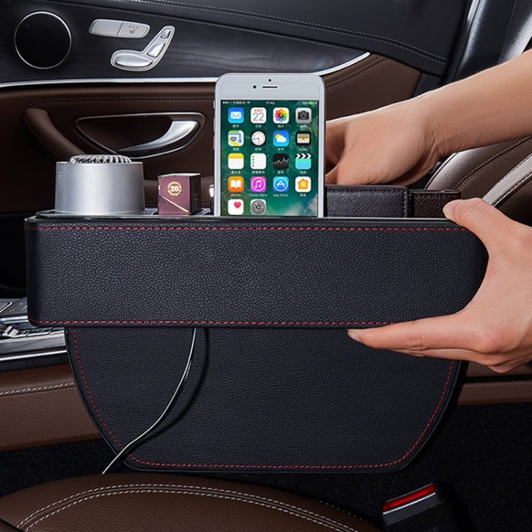 Car Multi-functional Wireless Fast Charge Console PU Leather Box Cup Holder Seat Gap Side Storage Box (Beige) - Stowing Tidying by PMC TechLife | Online Shopping South Africa | PMC TechLife | Buy Now Pay Later Mobicred